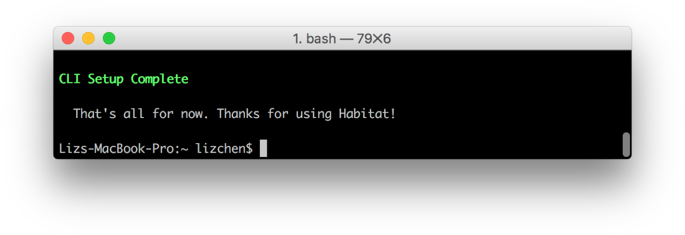 screenshot of completed hab cli setup in CLI